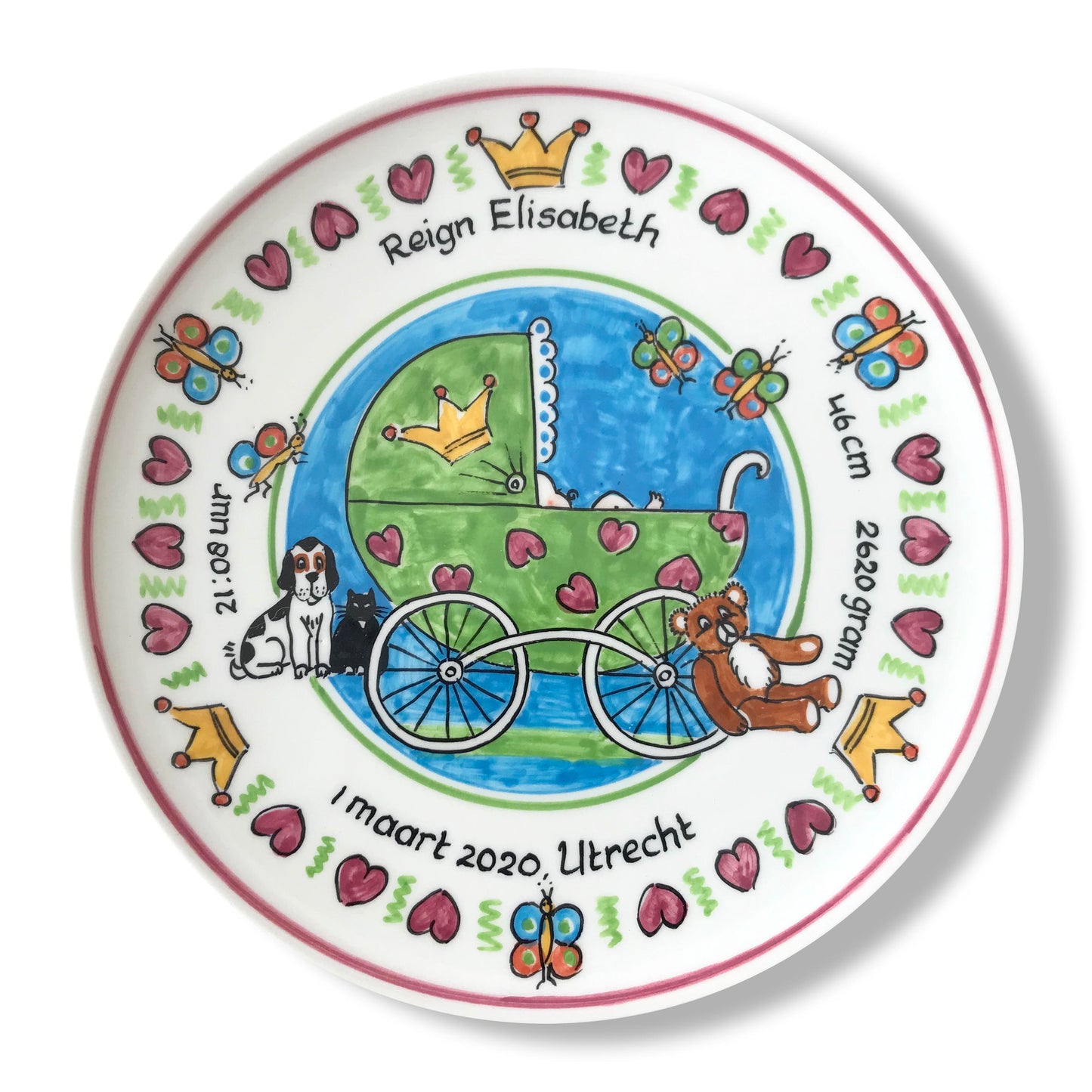 Color Birth Plate (8 in) with Extra Text